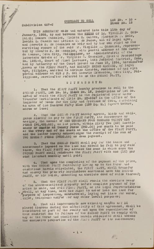 Annex AQ: Imelda - Contract to Sell Virgilio Heirs NAP